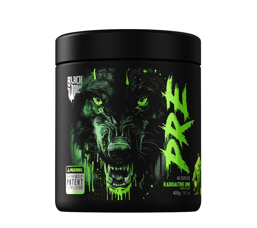 Black Wolf Nutrition PRE High Stimulant Pre Workout Radioactive Lime Cordial 400g